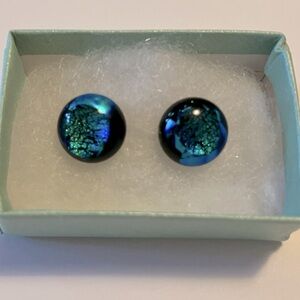 Small Dichroic Glass Post Earrings